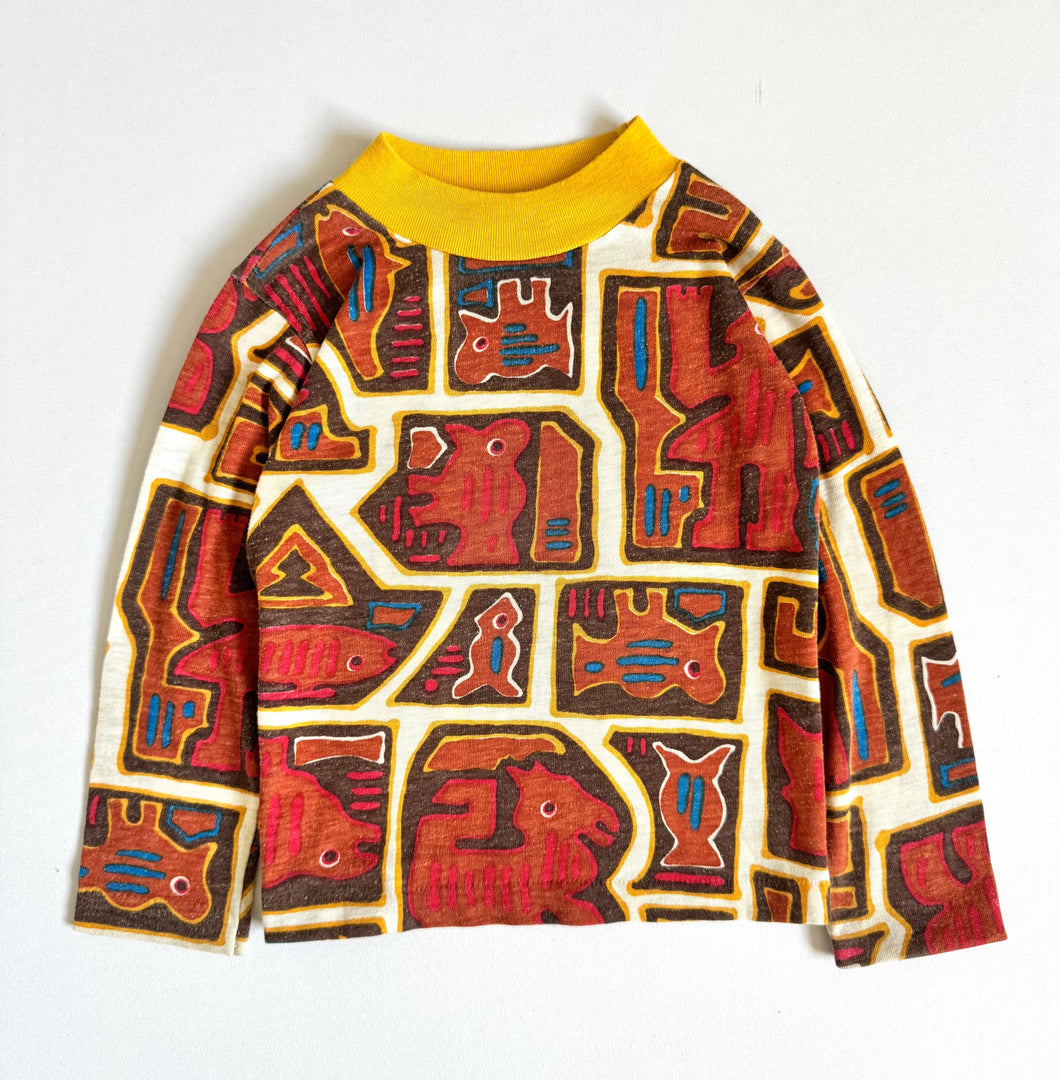 Vintage Brown Mock Neck Tops 4T (100cm)