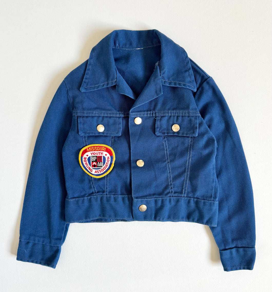 Vintage ‘70s Bowling Jacket Navy Blue 4/5T (100-110cm)