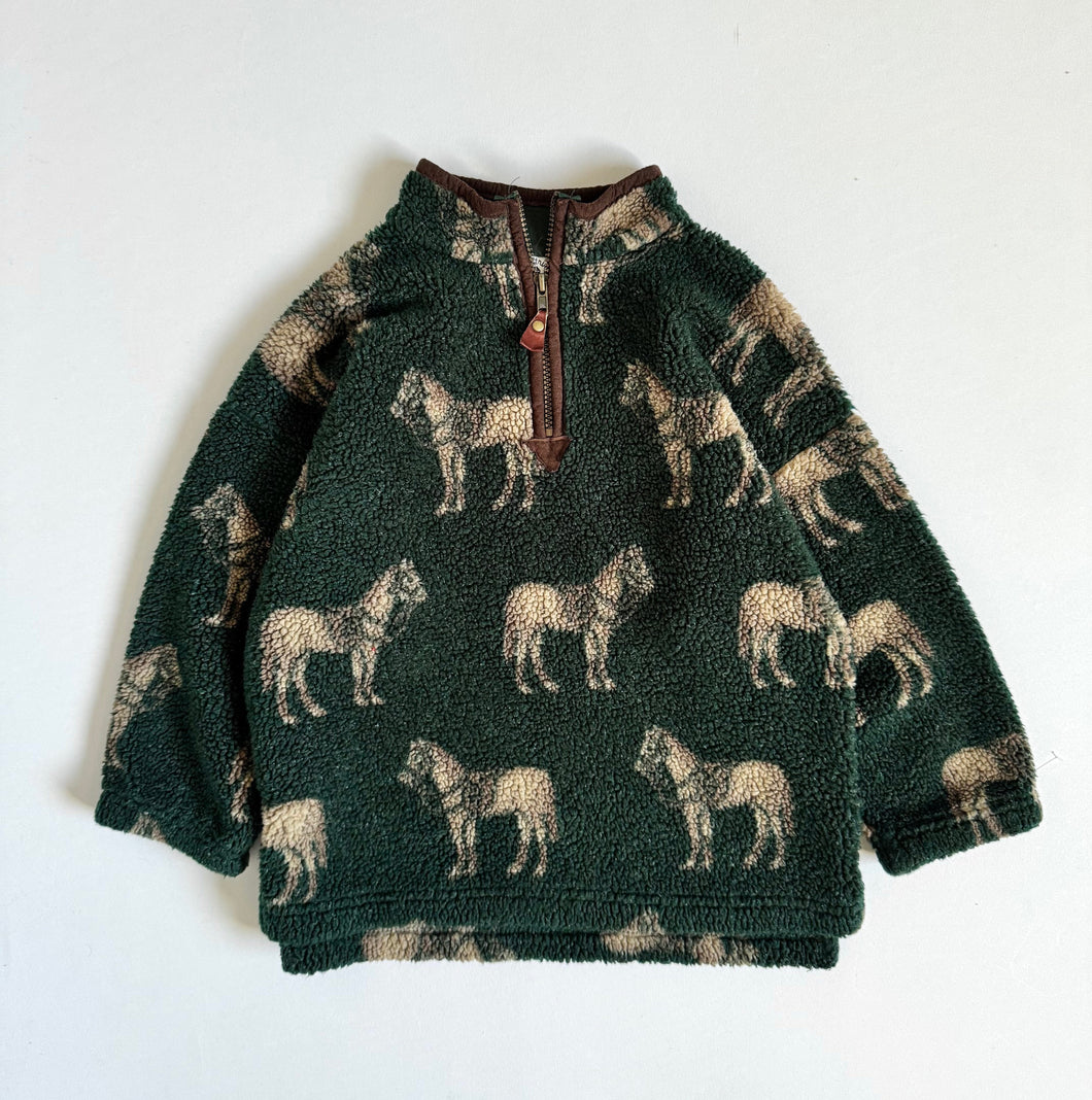 Vintage Horse AOP  Half Zipper Boa Tops 5/6T (115-120cm)