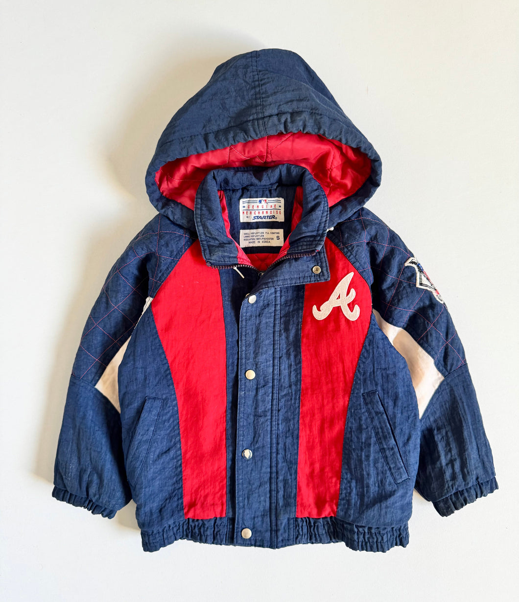 Vintage MLB/Starter Atlanta Braves Nylon Puffer Hoodie Jacket  Kids S/5-6T (110-120cm)