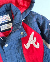 Load image into Gallery viewer, Vintage MLB/Starter Atlanta Braves Nylon Puffer Hoodie Jacket  Kids S/5-6T (110-120cm)
