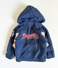 Load image into Gallery viewer, Vintage MLB/Starter Atlanta Braves Nylon Puffer Hoodie Jacket  Kids S/5-6T (110-120cm)
