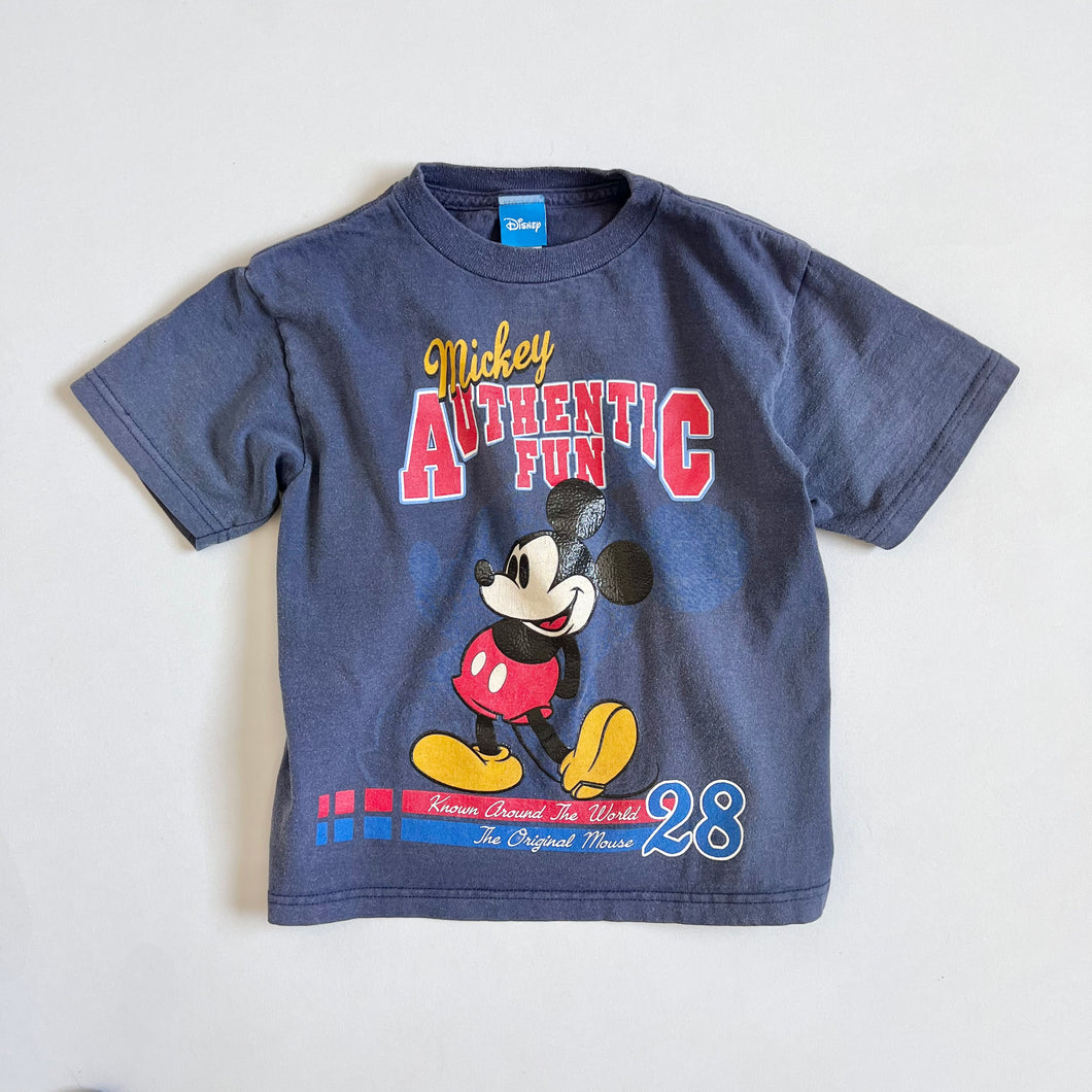 USED Disney Mickey Mouse T-shirts Navy Blue S 6/7 (120-130cm)