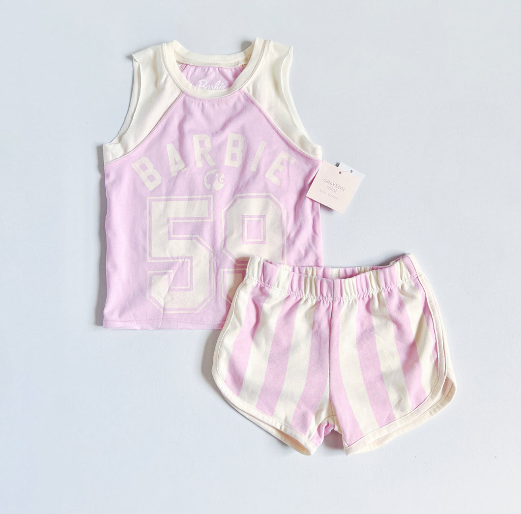 NEW Barbie×Grayson Mini Pastel Pink  Tank & Shorts Set 5T (110cm)