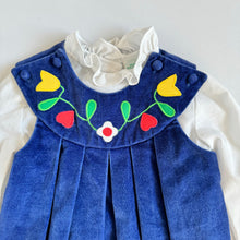 Load image into Gallery viewer, Vintage Alyssa Flower Appliqué Velvet Dress &amp; Blouse Set 2T (80-90cm)
