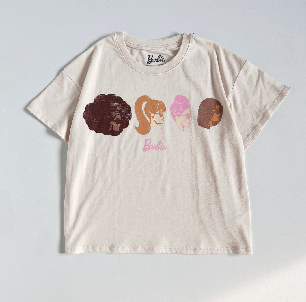 NEW Barbie Hair Style T-shirts Beige Youth L/10-12 (140/150cm)