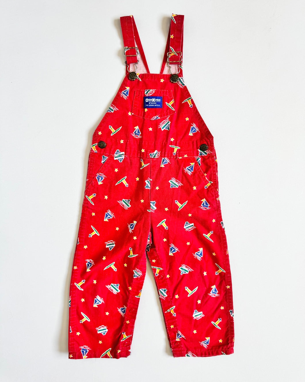 Vintage OshKosh B’gosh Yacht Print Overall Red 4T (100cm)