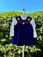 Load image into Gallery viewer, Vintage Alyssa Flower Appliqué Velvet Dress &amp; Blouse Set 2T (80-90cm)
