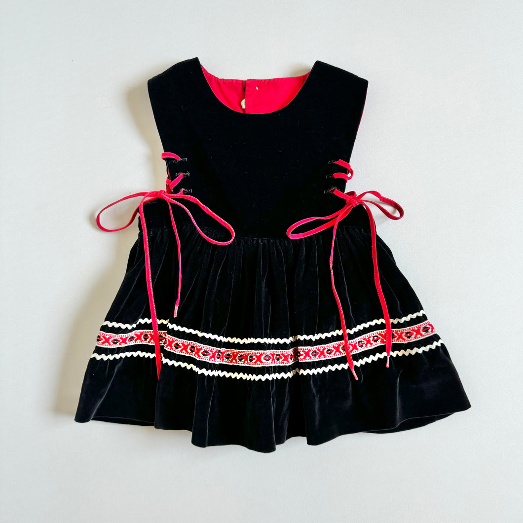 Vintage Black Velvet Dress 2T (90cm)