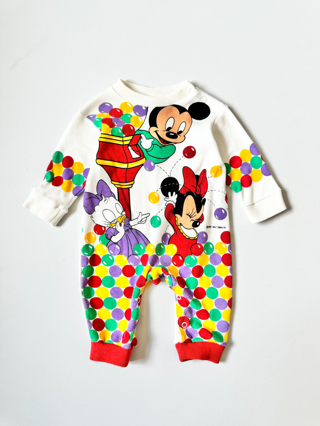 Vintage 1984 Disney Baby Mickey, Minnie and Daisy Gum Ball Jumpsuit 3-6M (60-65cm)