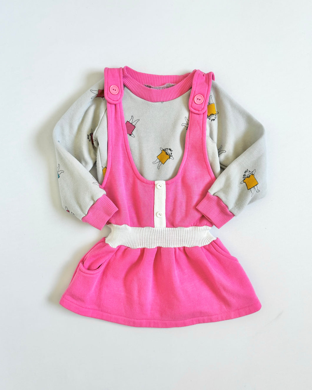 Vintage Neon Pink/Gray Sweatshirt Dress 5T (100-110cm)