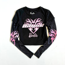 Load image into Gallery viewer, USED Barbie Biker Long Sleeve Crop T-shirts S/Kids 8-10 (130-140cm)
