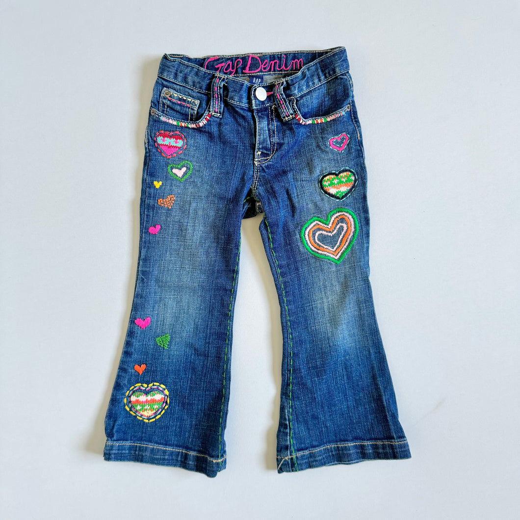 USED Baby GAP Embroidery Bootcut Denim 3T (95cm)