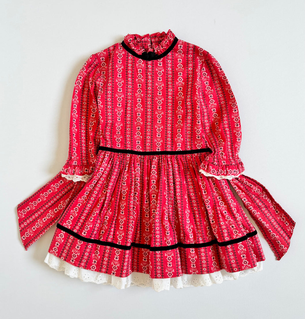 Vintage Handmade Paisley Red Dress 3T (95cm)