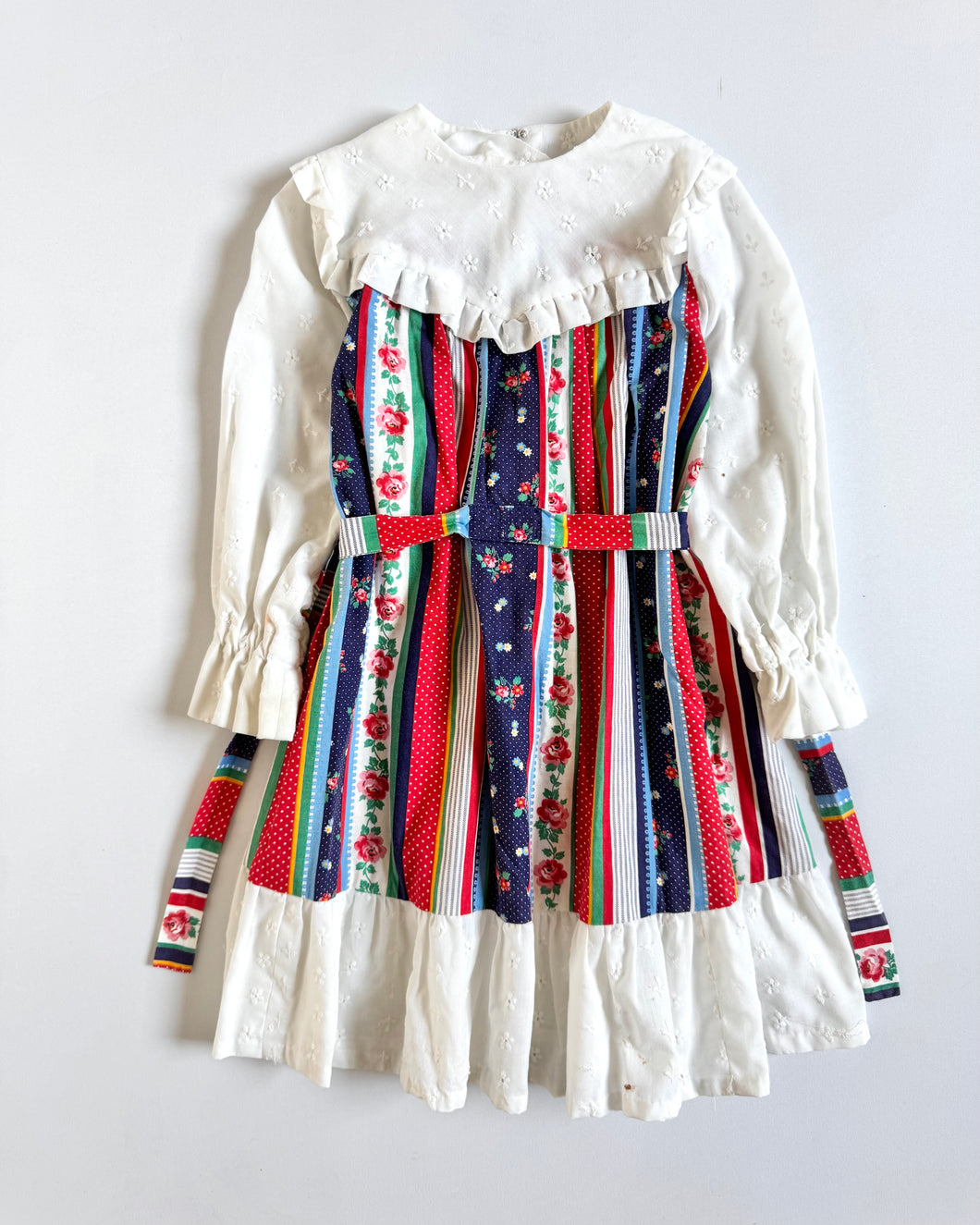 Vintage Striped Floral Dress Approx 4T (100cm)