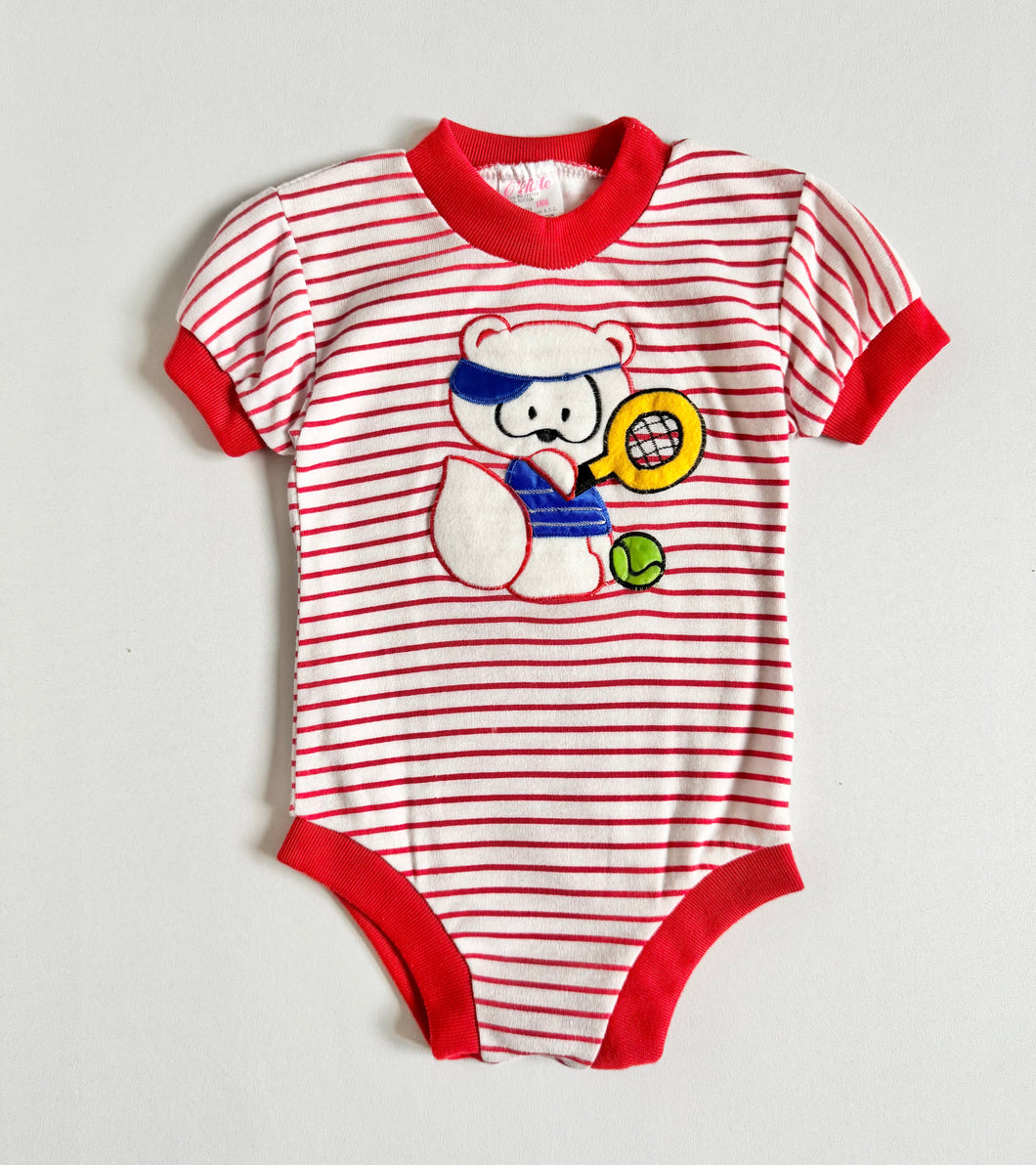 Vintage Tennis Raccoon Striped Rompers 18M (80cm)