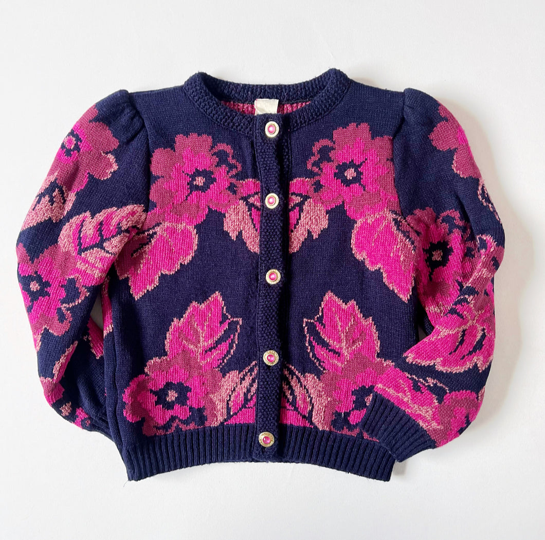 Vintage Flower Design Knit Cardigan 6 (110-120cm)