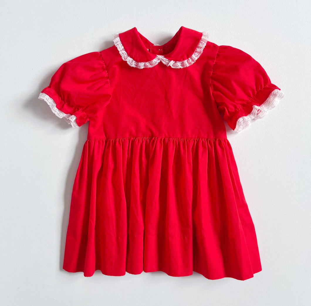 Vintage Mini World Red Smock Dress 3T (90-95cm)