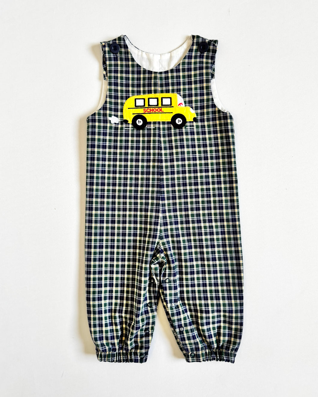 Vintage School Bus/Plaids Jumpsuit 12M (80cm)