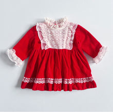 画像をギャラリービューアに読み込む, Vintage Velour Red/Lace Dress 9M (65-70cm)
