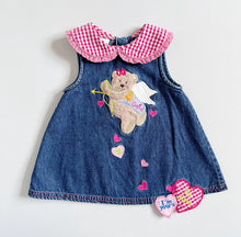 画像をギャラリービューアに読み込む, Vintage Alexis Cupid Bear Appliqués Denim Dress 12M (75cm)
