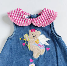 画像をギャラリービューアに読み込む, Vintage Alexis Cupid Bear Appliqués Denim Dress 12M (75cm)
