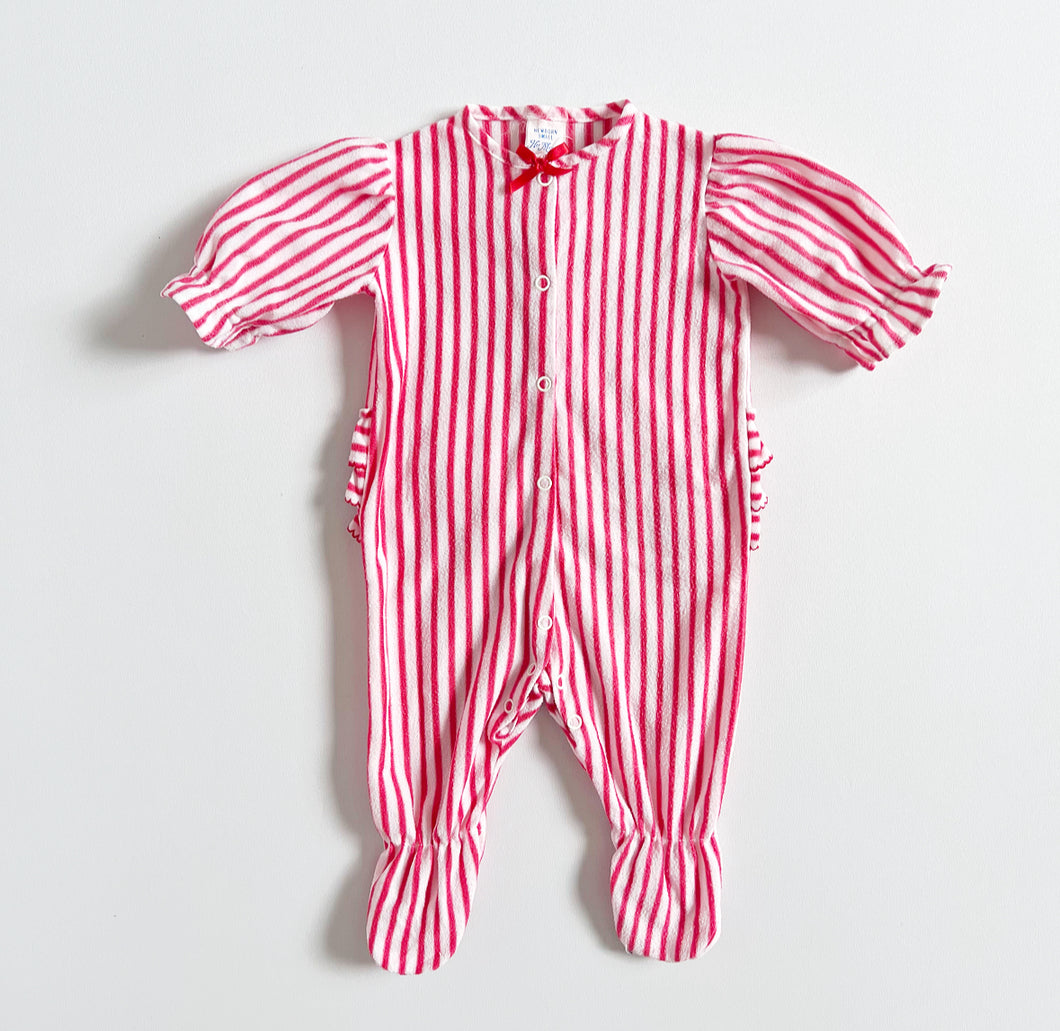 Vintage Her Majesty Striped Fleece Footie Coveralls Newborn, 0-3M (新生児, 60cm)