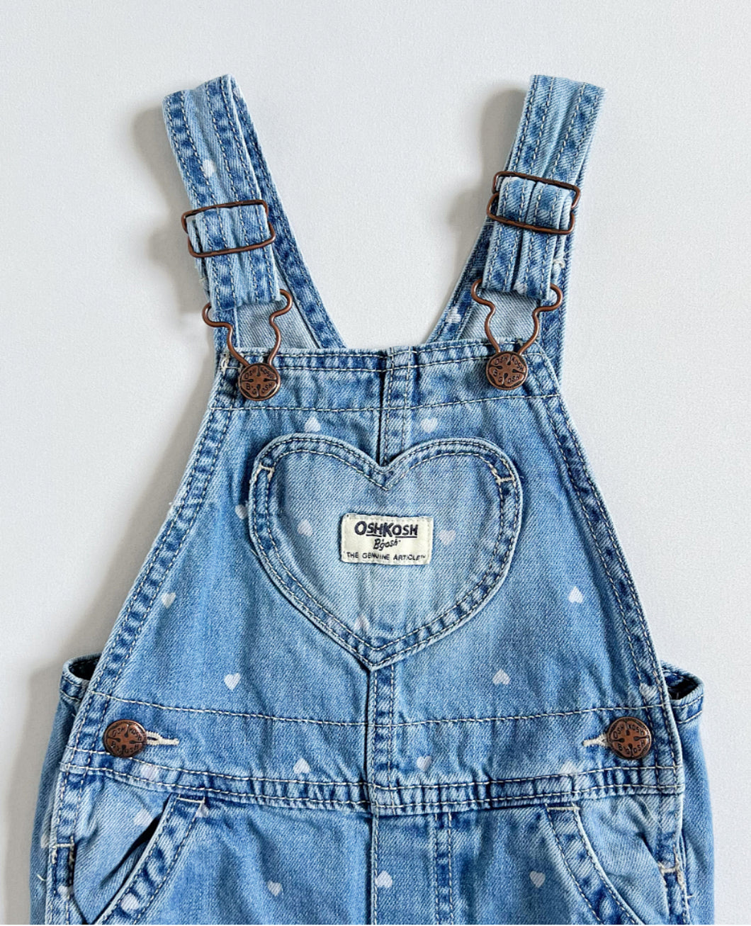 USED OshKosh B’gosh Heart Print and Pocket Overall Denim 2T (90cm)