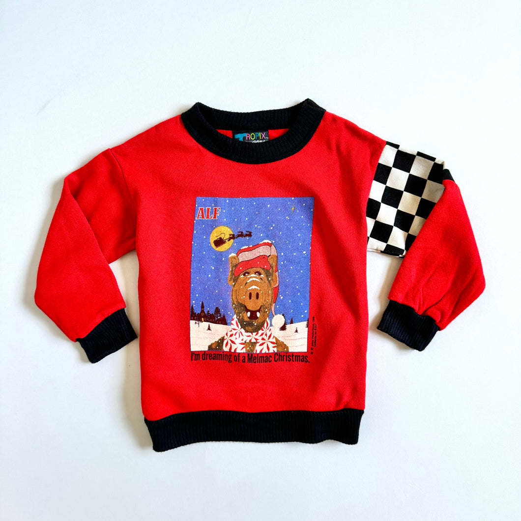 Vintage 1988 ALF “Melmac Chirstmas” Sweatshirt Red 5/6T (100-110cm)