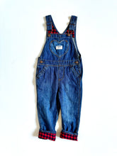 Load image into Gallery viewer, USED OshKosh B’gosh Plaid Blouse &amp; Denim Overall Set 3T (95cm)
