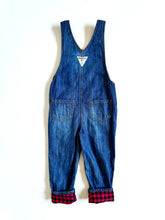 Load image into Gallery viewer, USED OshKosh B’gosh Plaid Blouse &amp; Denim Overall Set 3T (95cm)
