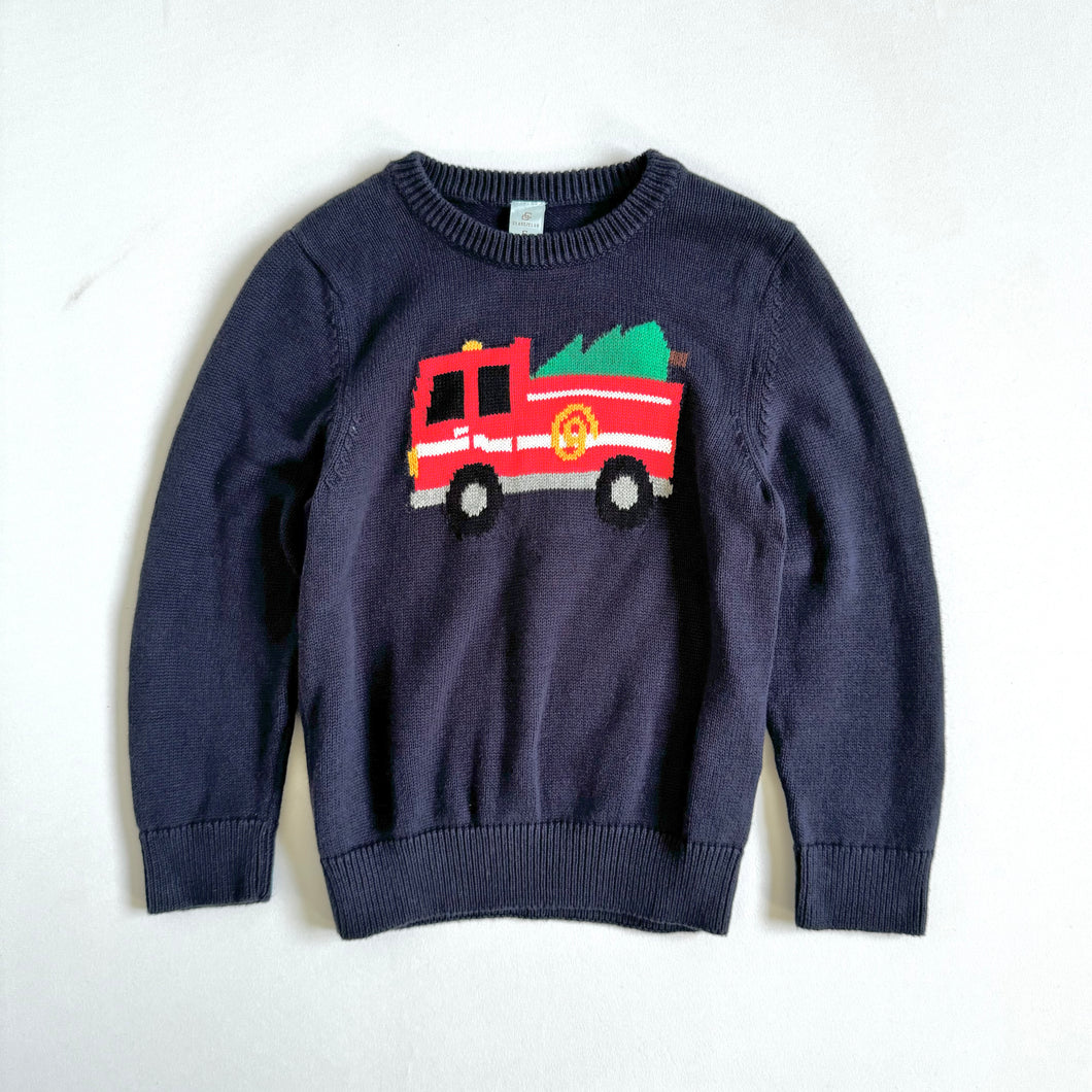 USED Class Club Firetruck Christmas Tree Cotton Sweater 6 (110-115cm)