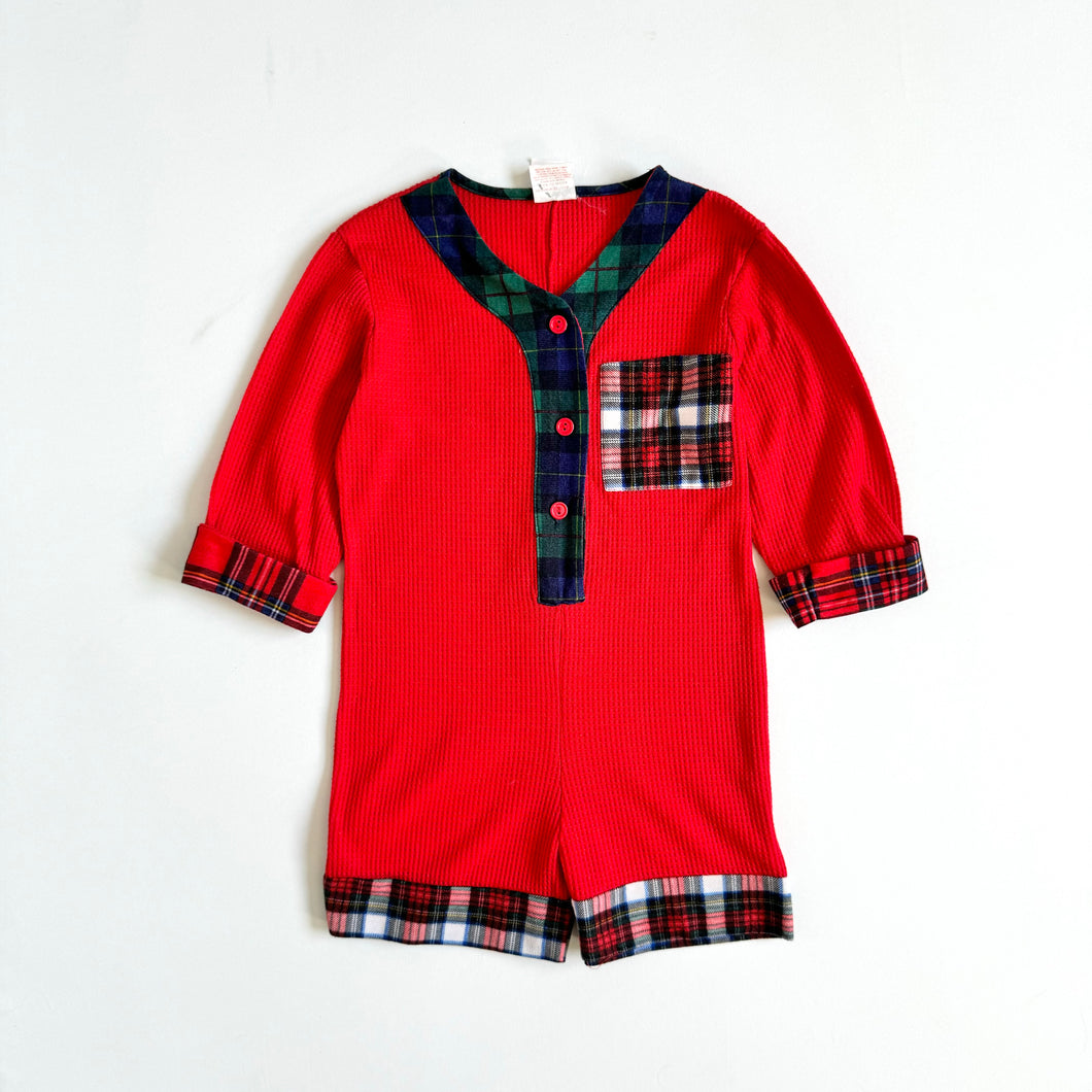 Vintage ‘70s Plaids×Waffle Rompers Size 6 (100-110cm)