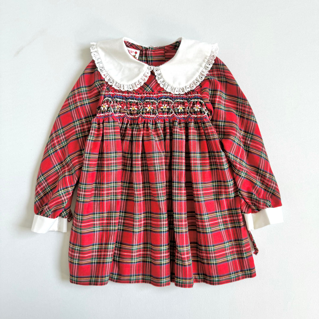 Vintage Winnie The Pooh Plaids Smocked Dress 2T (80-90cm)