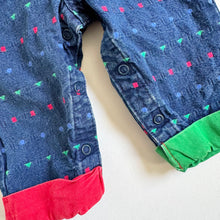 Load image into Gallery viewer, Vintage OshKosh B’gosh Green/Red Denim Suspender Overall 3-6M (60-65cm)
