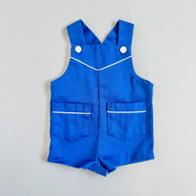 Load image into Gallery viewer, Vintage Magic Years Short Overalls Solid Blue 9-12M
