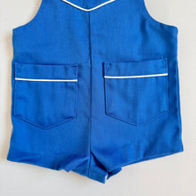 Load image into Gallery viewer, Vintage Magic Years Short Overalls Solid Blue 9-12M
