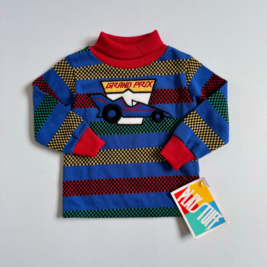 NWT Vintage Play Stuff Ground Prix Race Car Turtleneck Shirts 2T (85-90cm)