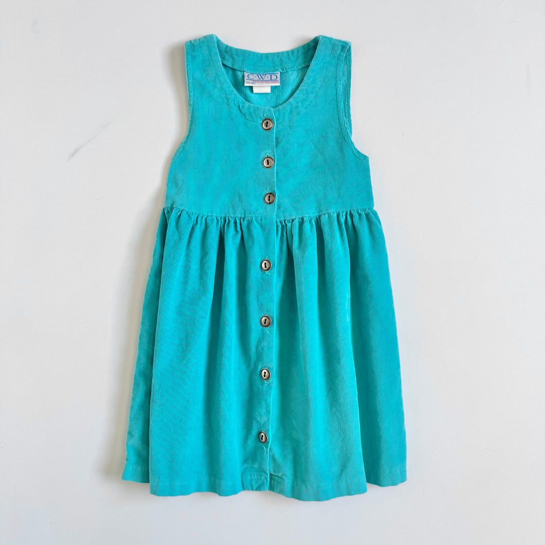 Vintage C.W.D Teal Corduroy Dress Size 4/5T (100-110cm)