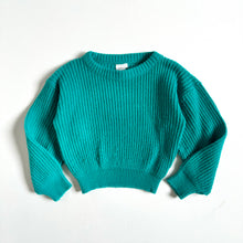 Load image into Gallery viewer, Vintage Teal Knit Crop Sweater  3/4T (95-100cm)
