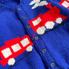 Load image into Gallery viewer, Vintage Handmade Train Knit Cardigan Kids 6/7 (120-130cm)
