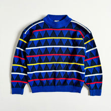 Load image into Gallery viewer, Vintage Hot Fudge Blue Triangle Design Sweater 7/8 (125-130cm)
