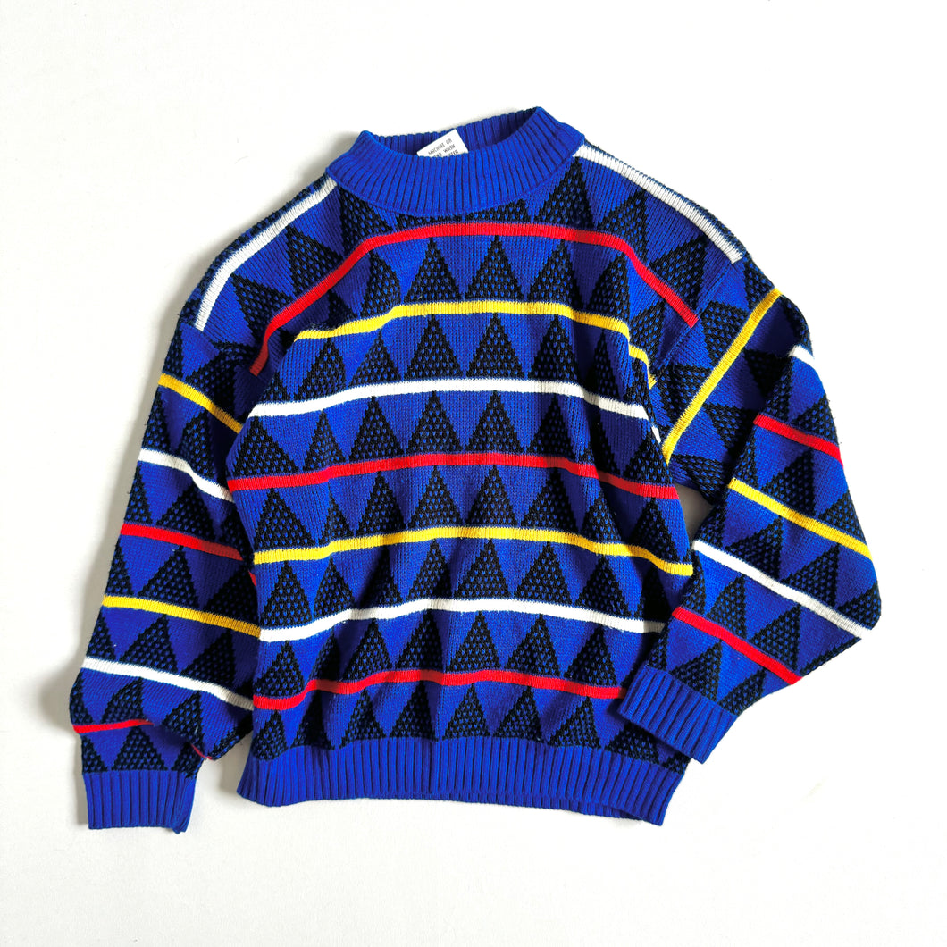 Vintage Hot Fudge Blue Triangle Design Sweater 7/8 (125-130cm)