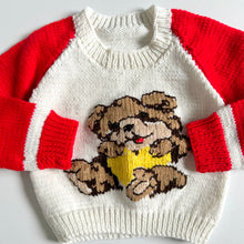 Load image into Gallery viewer, Vintage Handmade Bear Raglan Knit Sweater 2/3T (90-95cm)
