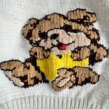 Load image into Gallery viewer, Vintage Handmade Bear Raglan Knit Sweater 2/3T (90-95cm)
