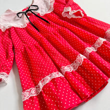 画像をギャラリービューアに読み込む, Vintage Lace and Red/White Dots Dress Size 6(Best fits 4/5) 100-110cm
