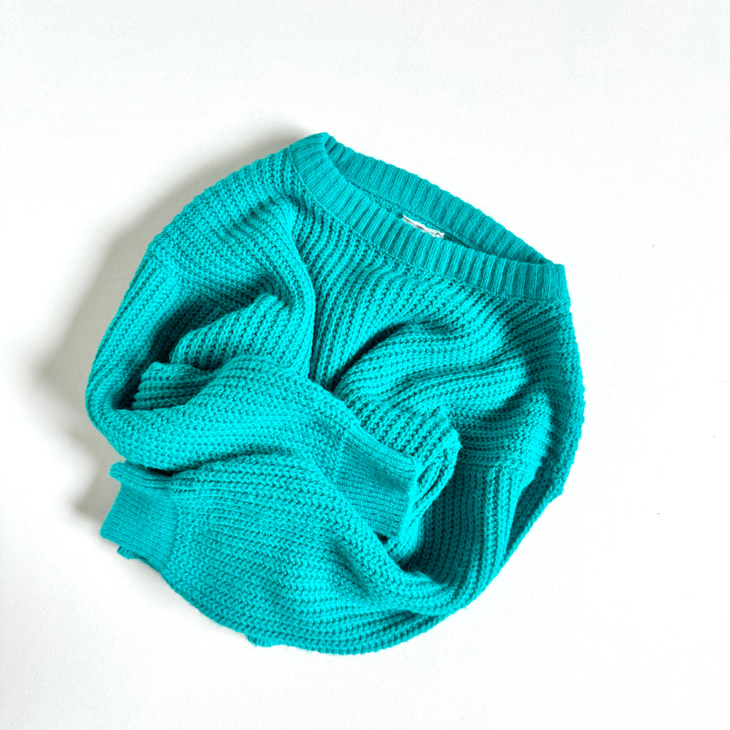 Vintage Teal Knit Crop Sweater  3/4T (95-100cm)