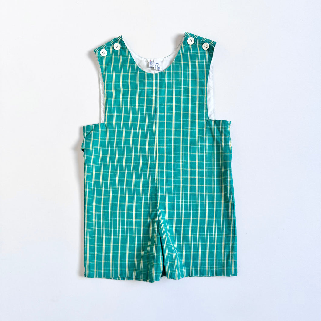 Vintage Orient Expressed Inc. Green Plaid Smocked Rompers 4T (95-100cm)