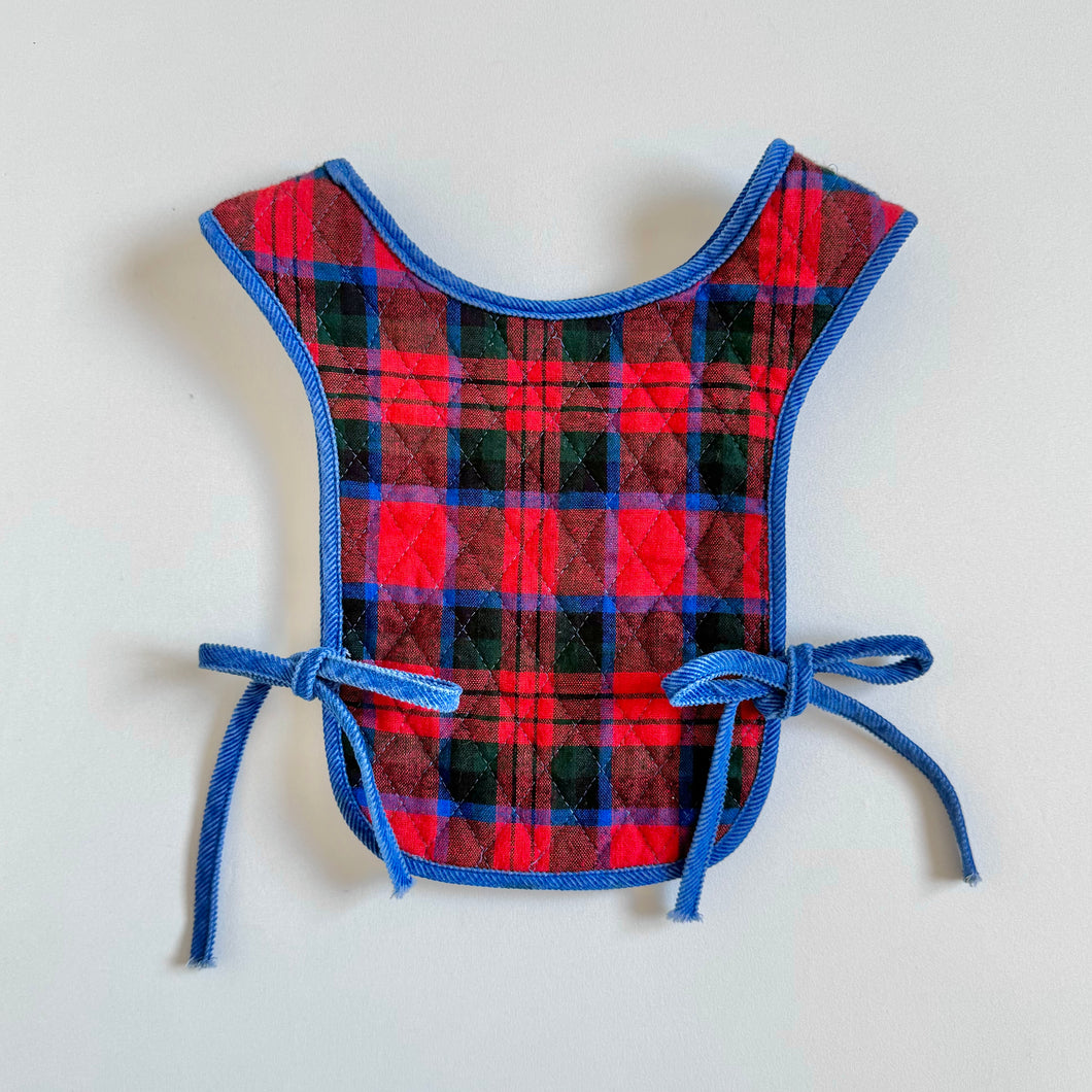 Vintage Plaid/Blue Corduroy Bib/Collar Size 6 (付け襟/100-110cm)