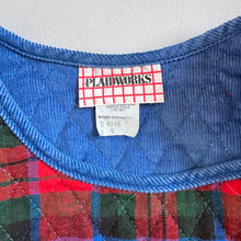 画像をギャラリービューアに読み込む, Vintage Plaid/Blue Corduroy Bib/Collar Size 6 (付け襟/100-110cm)
